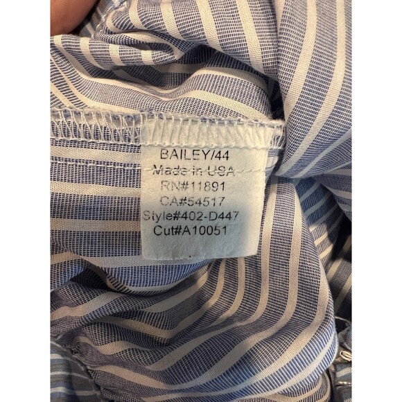 Bailey44 Women’s Size 4 Blue & White Stripe Cropped Faux Wrap Long Sleeve - Picture 9 of 11